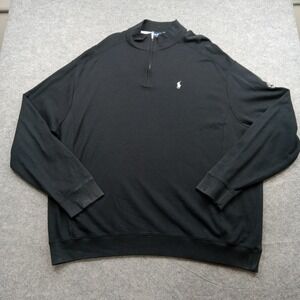 Polo Golf Ralph Lauren‎ Sweater Mens 2XL Black Quarter Zip Pullover Pima Cotton*